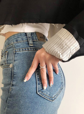 欧美个性满钻冷淡风女银ins戒指