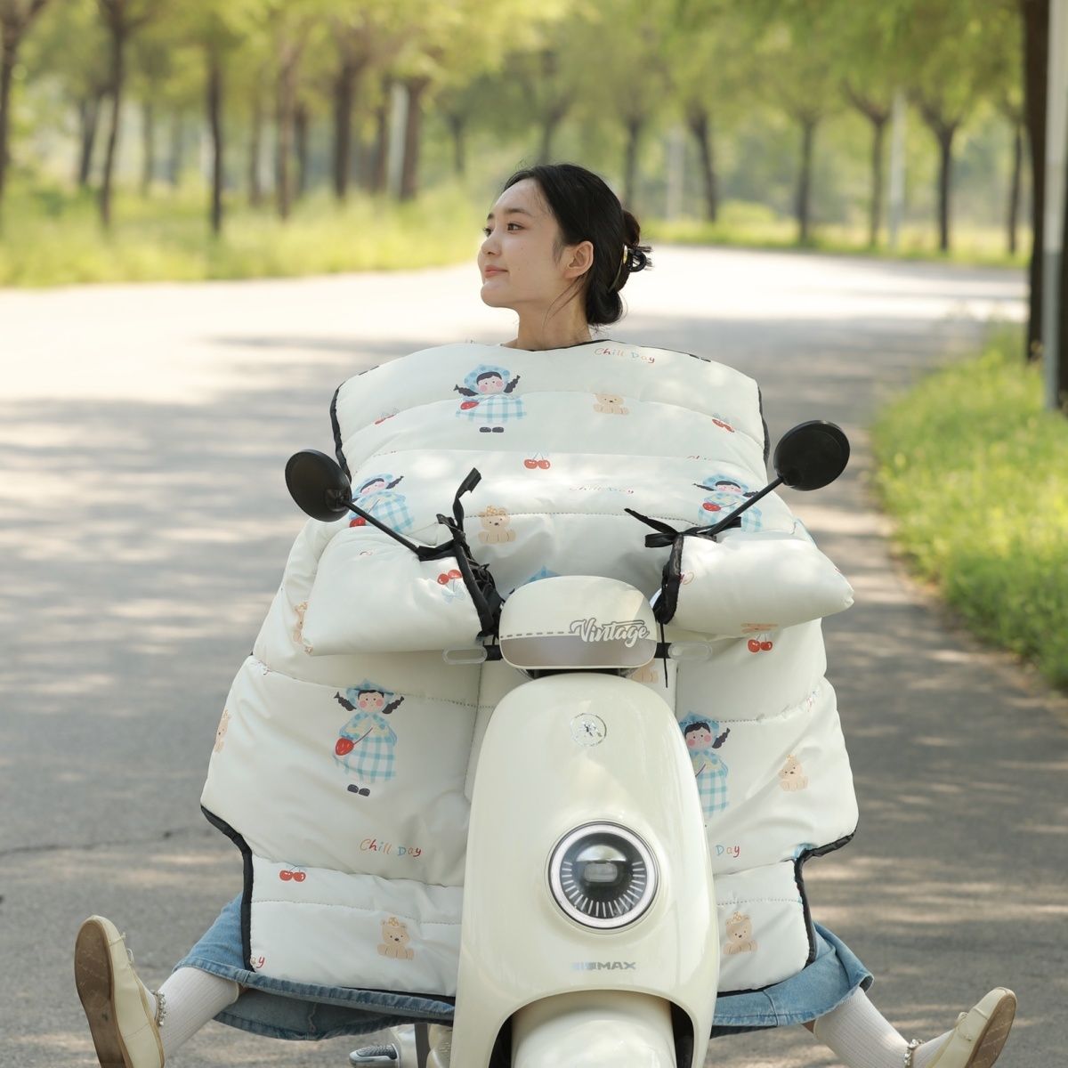 电动车挡风冬季加绒加厚