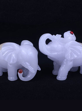 仿白玉大象摆件一对平安吉祥如意招财吸财吸水象工艺品家居摆设