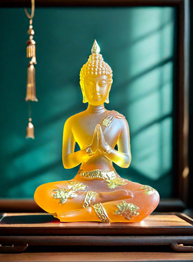 泰式禅意佛像摆件水琉璃工艺品