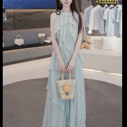 ANNELILY安一凡碧夏夏季新款温柔浪漫仙女风连衣裙AQ2605070