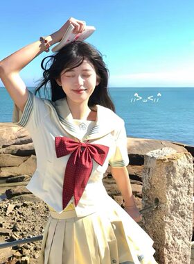 梗豆物语柠檬挞*水玉夏服日系水手服套装收腰学院风制服夏季