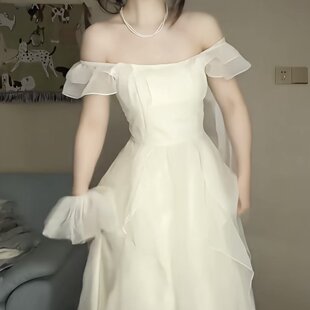茶歇法式复古高级感甜美少女显瘦仙女气质超仙荷叶边连衣裙子夏季