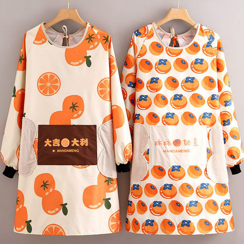 韩版防水防油长袖围裙家用厨房做饭洋气新款罩衣大人女上班工作服