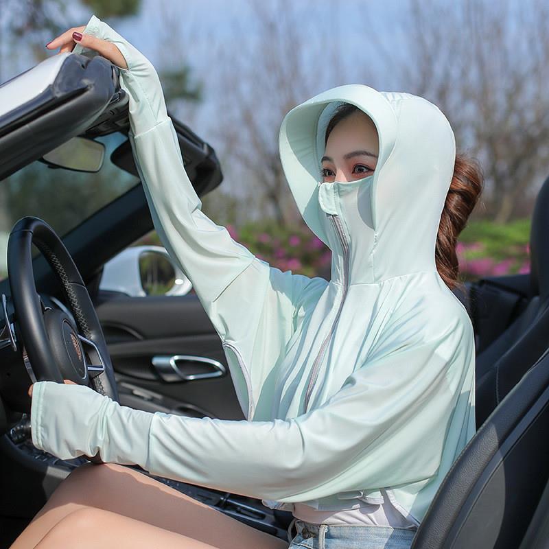 斗篷防晒衣女夏季骑车披肩遮阳衫户外宽松拼色防晒服冰丝短款外套