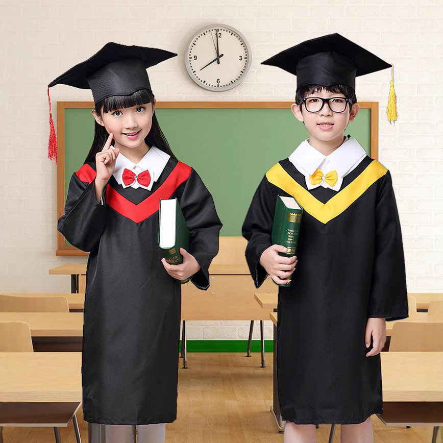新款儿童幼儿园博士服帽中小学生毕业照学士礼服装儿童演出表演服