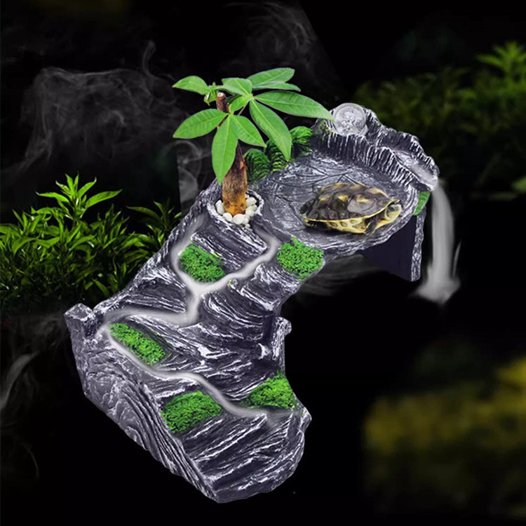 乌龟晒台爬台巴西龟缸鱼缸造景高水位躲避洞屋浮岛爬坡晒龟晒背台