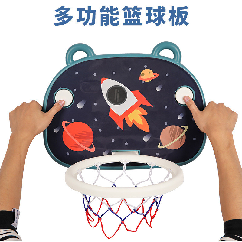 儿童篮球架小熊款塑胶投篮框户外室内免打孔可升降悬挂式儿童玩具
