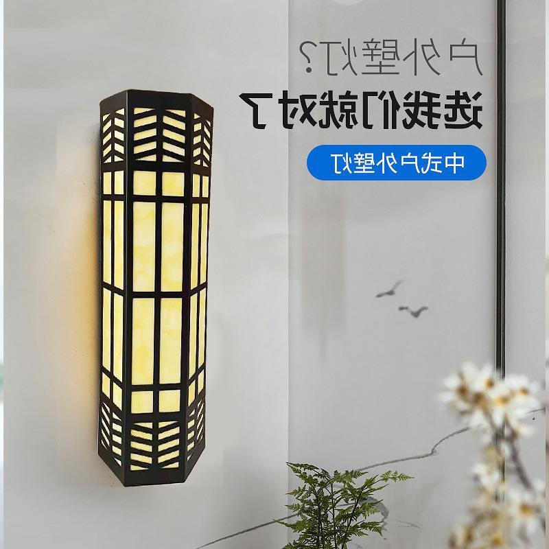 中式壁灯户外防水酒店别墅小区户外壁灯现代简约大门灯仿云石壁灯