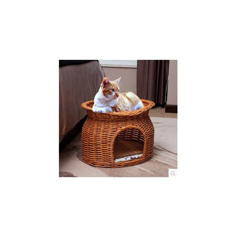 猫窝藤编柳编四季房子小型犬泰迪狗窝宠物窝宠物用品垫子可拆洗