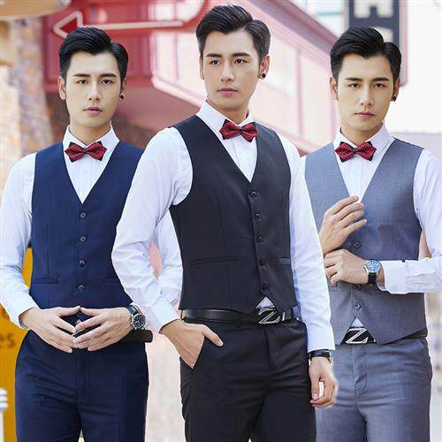 西式夏季伴郎服兄弟装团衣服西装礼服马甲白衬衫新郎套装大码背带
