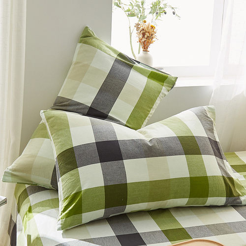 类全棉色织水洗棉枕套一对装4874纯棉家用简约成人枕头套