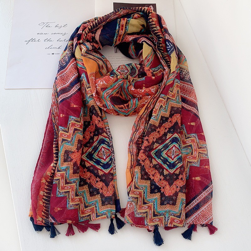围巾波西米亚印花云南旅游春季新款高级感办公室毯子民族风披肩