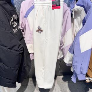 安踏休闲运动长裤女2024冬季新款加绒保暖宽松直筒卫裤162448304