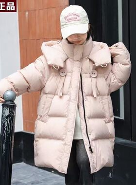 韩国AS品牌女童冬季加长棉服2026新款儿童冬装洋气加厚棉衣大童棉