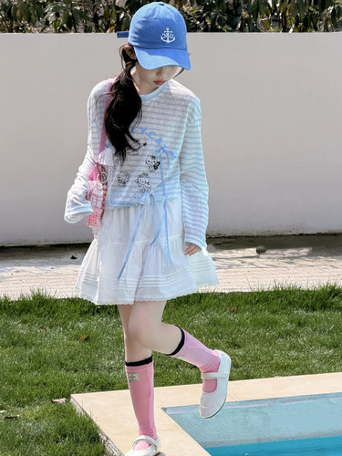 女童春夏T恤2026新款韩系大童洋气休闲好搭条纹防晒衣空调衫上衣