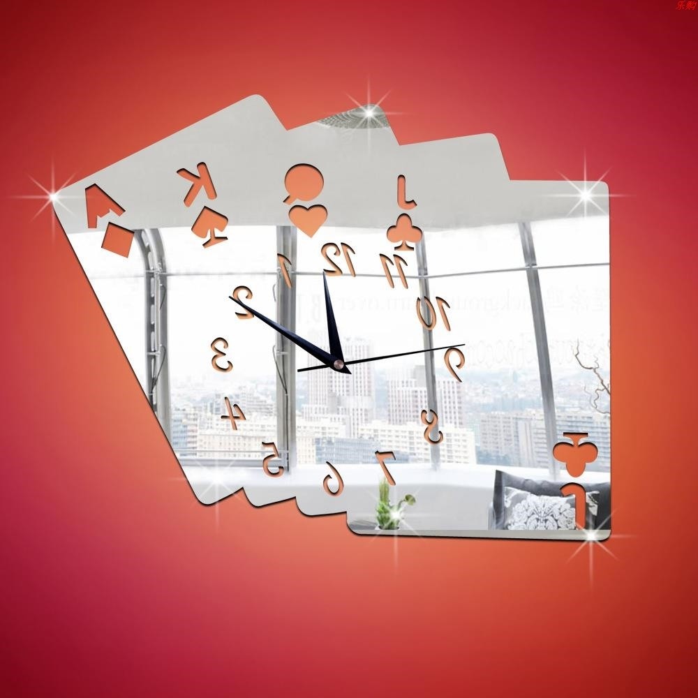 创意麻将筛子扑克牌墙钟书房GZ022客厅背景墙镜面挂钟卧室|ruв категории Домашний быт, наклейки, стены наклейки - от Buy2taobao.com для оказания профессиональной услуги покупки агента Taobao