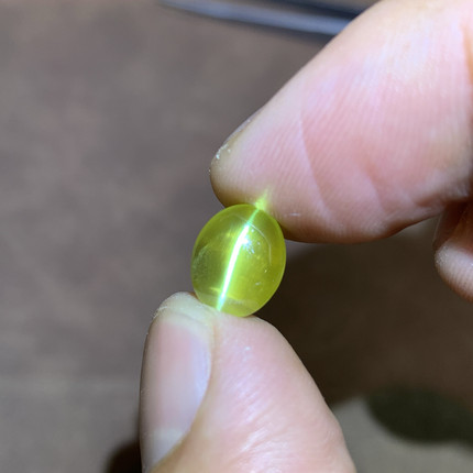天然蜜糖色金绿猫眼石5.54ctAGTL证书眼线灵动犀利形状好台面大