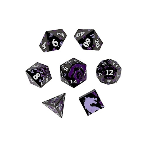 【桌游乱炖】LPG Dice RPG Set Inscripted Dragon - Purple