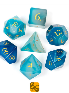 【桌游乱炖】蓝色玛瑙 跑团骰子Agate Gemstone TRPG DICE