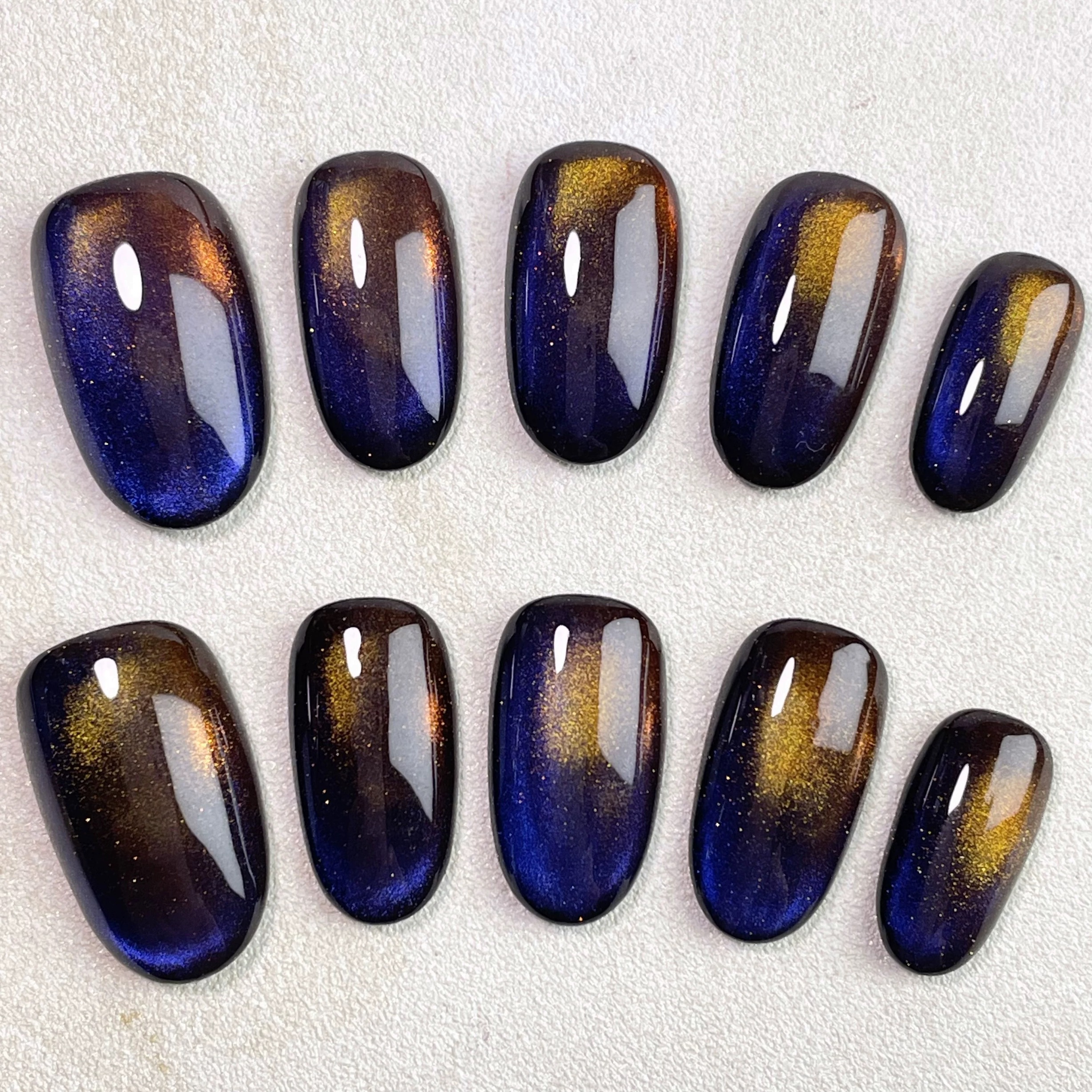 【迷境】高级纯手工恋与深空系列蓝紫金橘猫眼穿戴甲[全码全甲型]