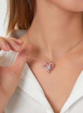 爆款双爱心项链女欧美时尚百搭爱心形锁骨链脖颈链