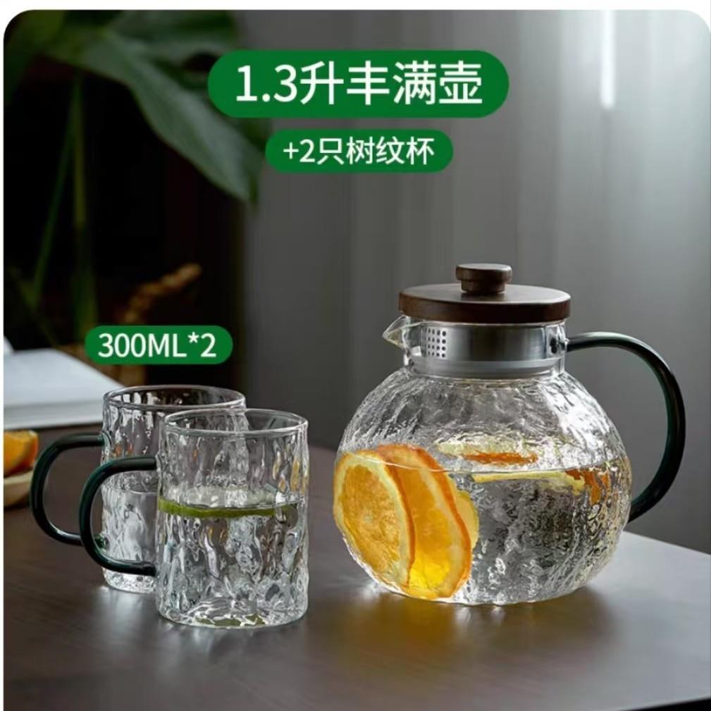夏季大容量凉白开水壶耐热加厚玻璃冷水壶家用冰川纹凉水壶套装