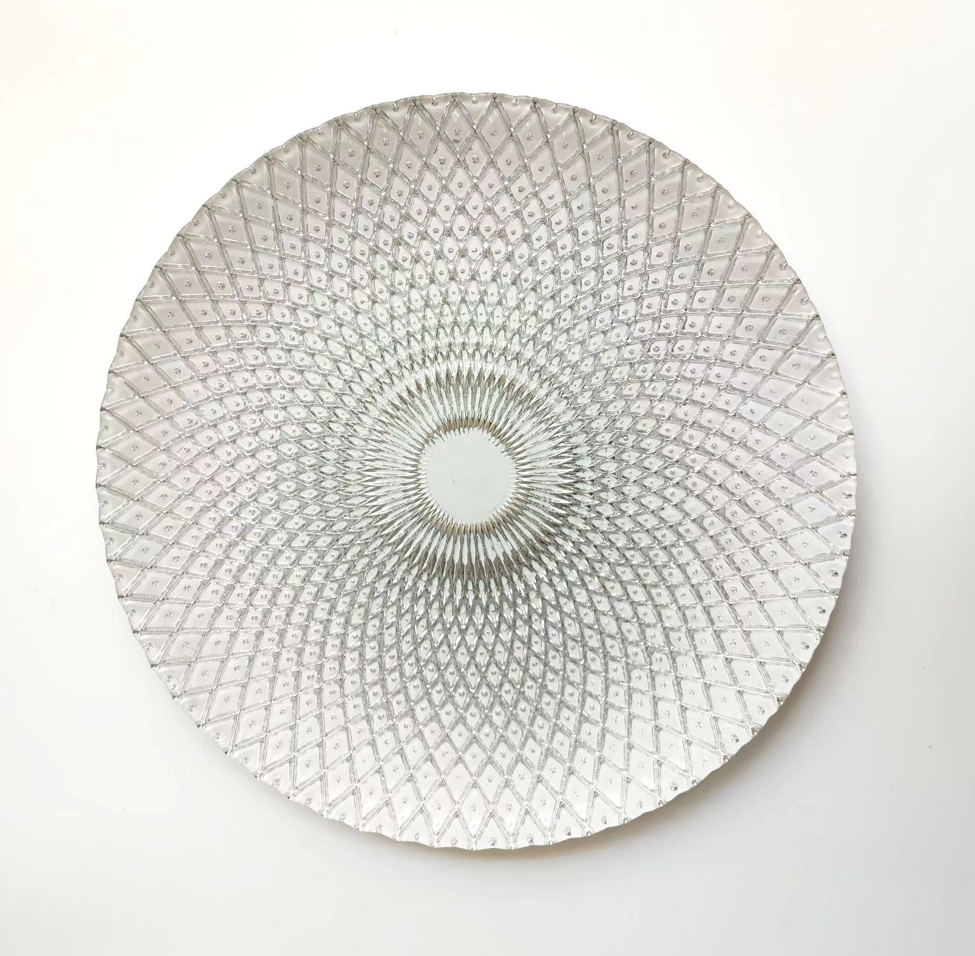 水果盘欧式网红家用水晶玻璃孔雀盘绿色菠萝盘客厅糖果盘圆形平盘