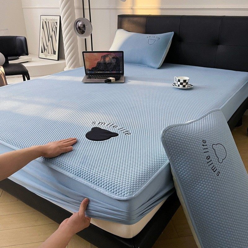 2024新款凉感床笠款冰豆豆软席夏季冰丝凉席三件套水洗凉感空调席