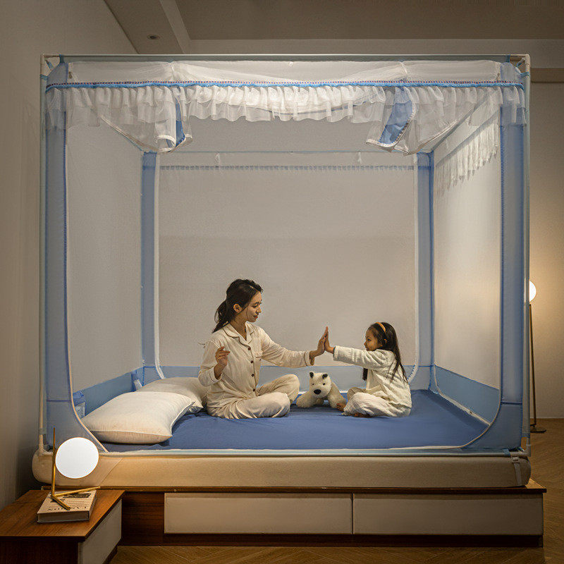 防摔蚊帐家用加密坐床带支架1米2床1米5床1米8床2米双人床类