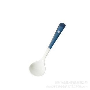 陶瓷西式 家用吃饭小汤匙 创意调羹甜品咖啡搅拌勺 儿童吃饭小圆勺
