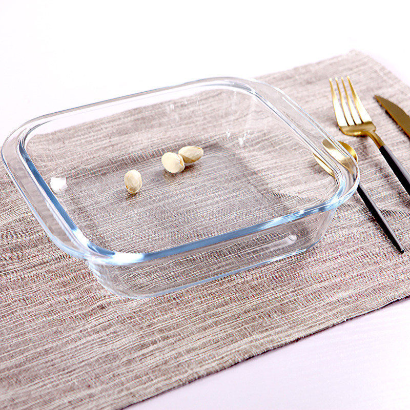 钢化玻璃烤盘正方形烤盘高硼硅耐热微波炉烤箱烘焙披萨盘子焗饭盘