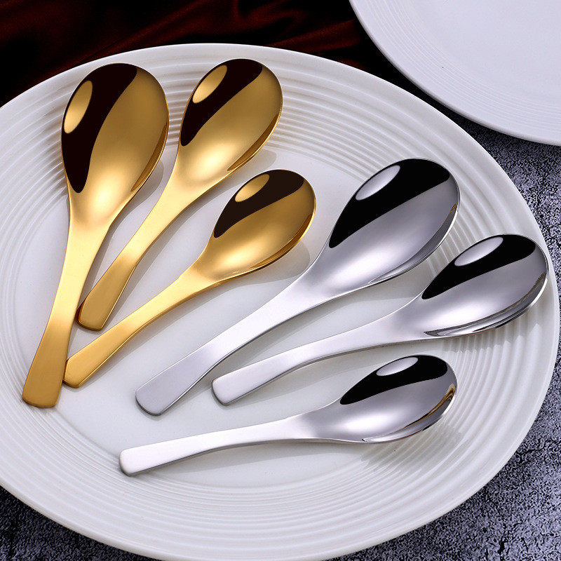 网红伯爵勺304不锈钢勺子中式加厚家用汤匙饭勺酒店调羹勺甜品勺