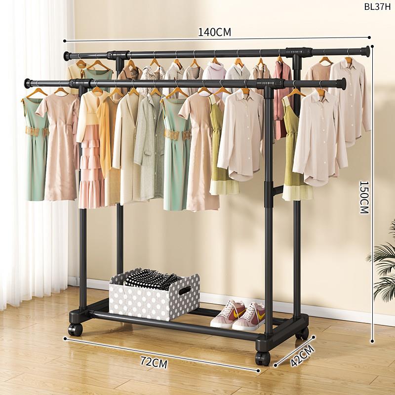 晾衣架室内落地家用卧室学生宿舍衣帽架子折叠简易阳台晾衣杆