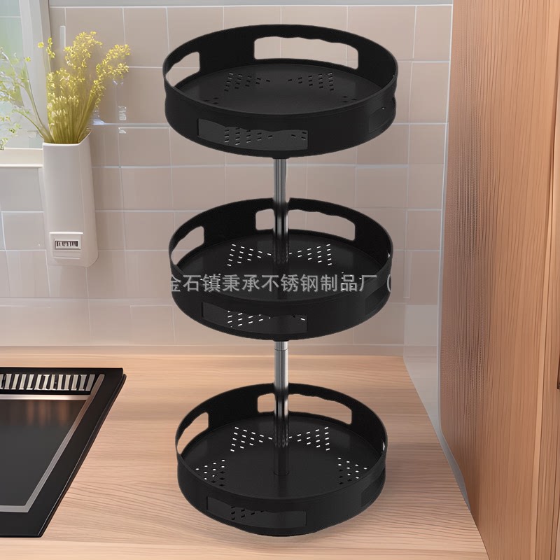 多层厨房旋转置物架客厅双层转盘桌储物收纳盒厨具调味瓶调料架