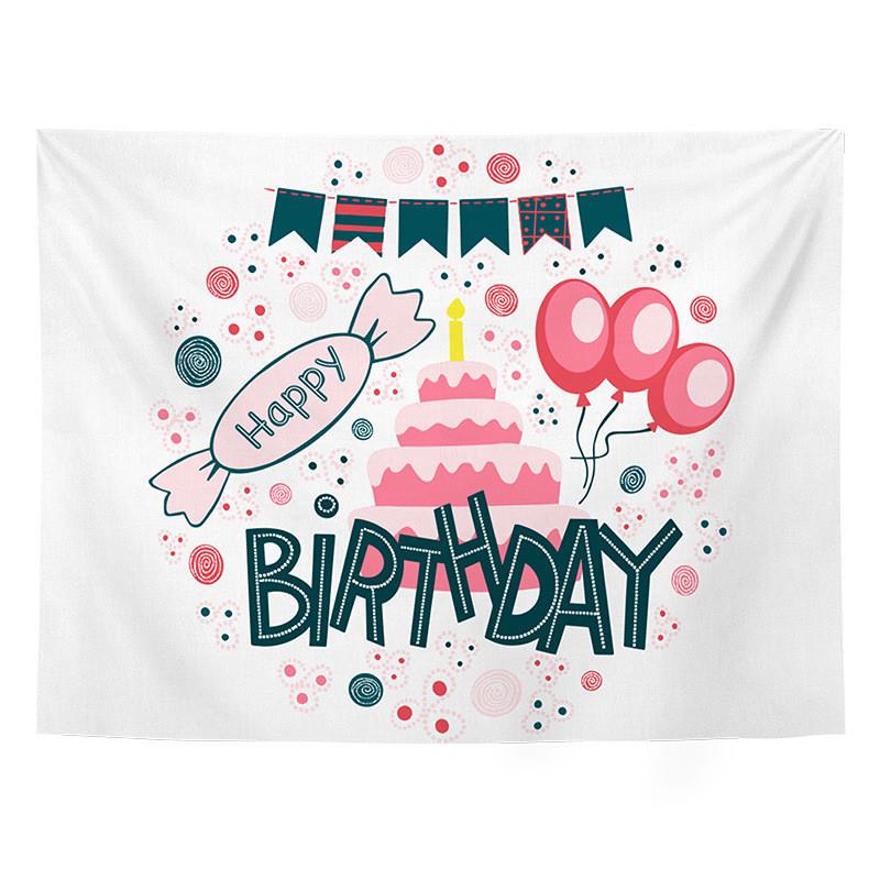 生日背景布挂布挂毯壁毯儿童派对百日周岁拍照装饰布墙布定 制