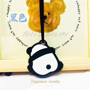 可爱国宝大熊猫包包挂件头层牛皮挂饰真皮车钥匙扣双肩包动物吊饰
