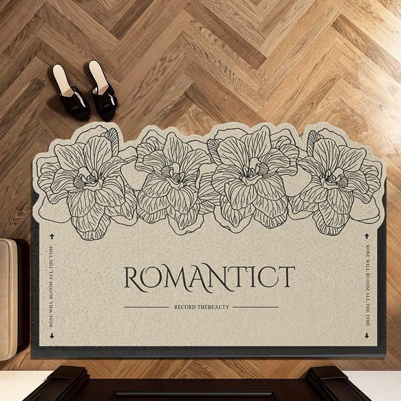 复古欧式入户门地垫丝圈除尘脚垫小清新花朵门厅地垫玄关地毯