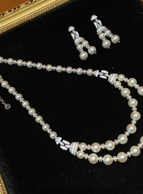 青岛中古首饰青金石方块项链胸针套装红绿宝石头意大利老奶奶项链