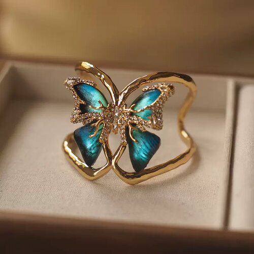 蝴蝶手镯中古鬼才设计师欧美风vintage白色蓝色Alexis bittar