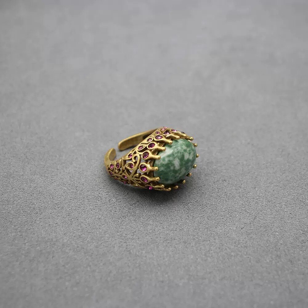 青岛中古天然石戒指流苏耳钉耳夹不规则花朵胸针合集