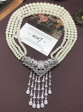 欧美锁骨链水晶宝石吊坠短项链夸张时尚饰品配饰毛衣链