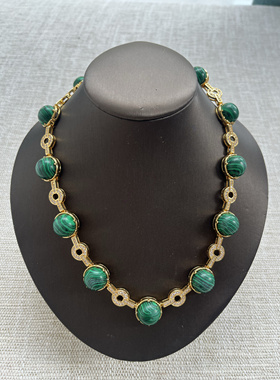 复古风双吊坠百搭短项链轻奢高级感气质大气金色项链2025新款饰品