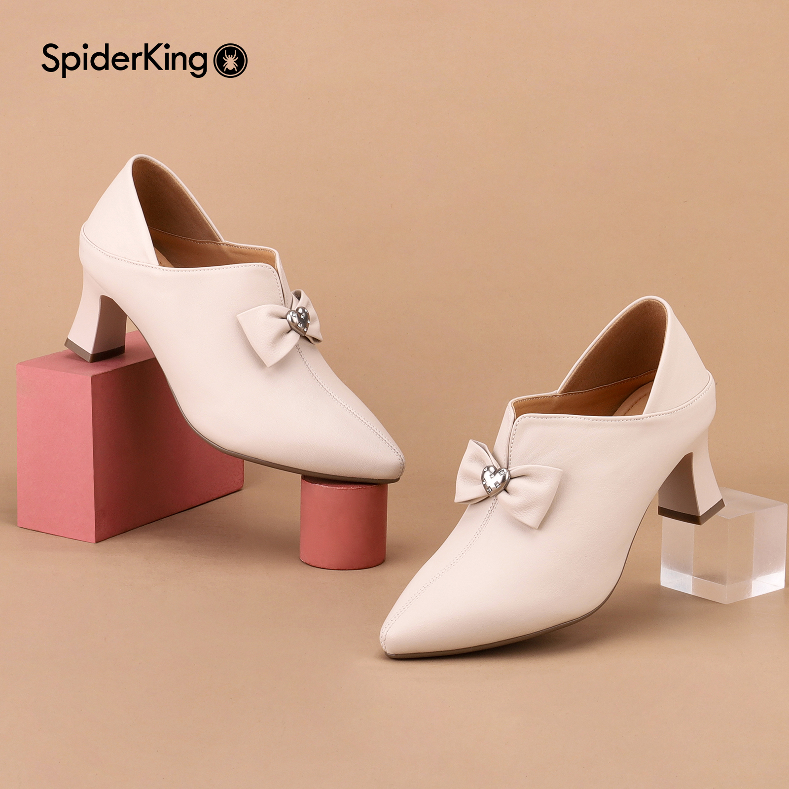 头层牛皮蜘蛛王气质高跟鞋女单鞋