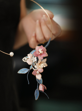 轻奢国风粉蓝璎珞锁骨链项链璎珞