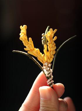 麦穗设计立体花朵精致黄色森系胸针旗袍秋冬大衣外套小众国风扣针