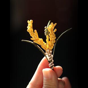 麦穗设计立体花朵精致黄色森系胸针旗袍秋冬大衣外套小众国风扣针