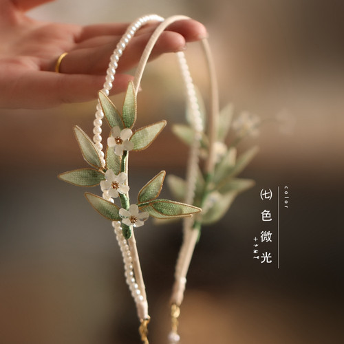 国风森系少女竹叶发箍