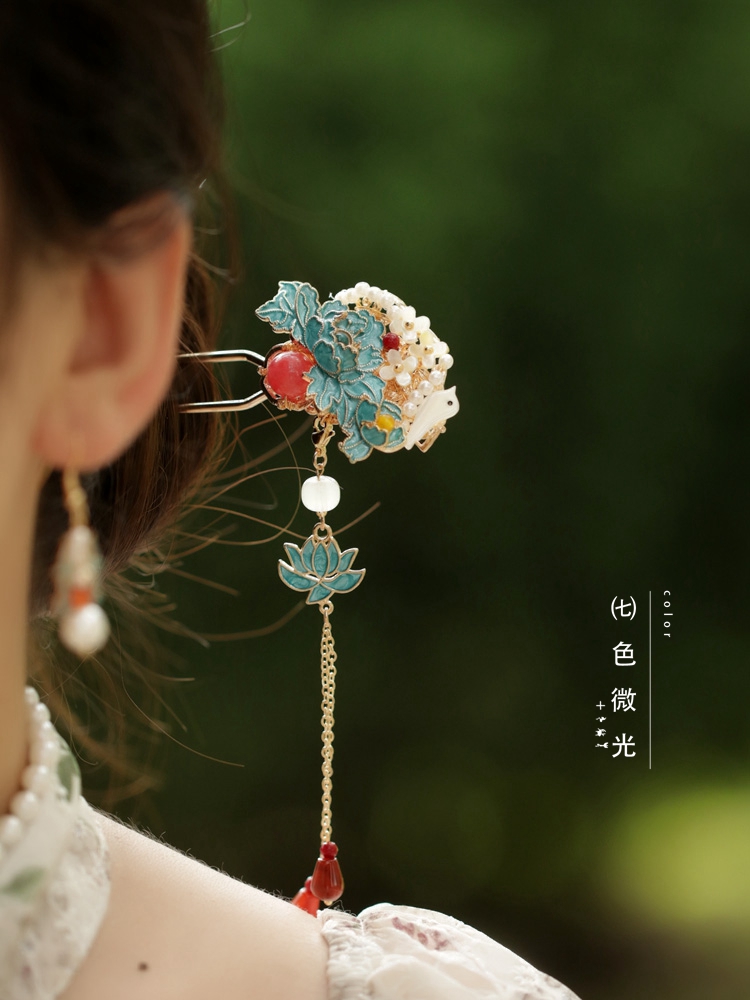 发钗簪子国风气质流苏步摇牡丹