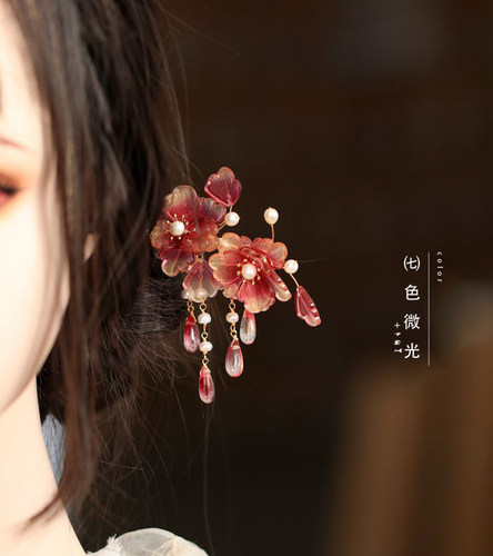 琉璃森系超仙风旗袍配饰发簪